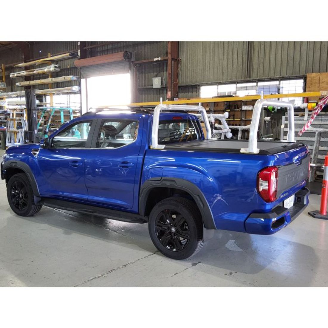 Brush Finish 76mm Front Fixed/Rear Fixed Style Racks with Pins to suit 2023 LDV T60 with Mountain Top Shutter