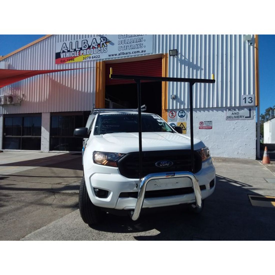 Polished Nudgebar & Hrack Set to suit 2019 Ford Ranger PX XL