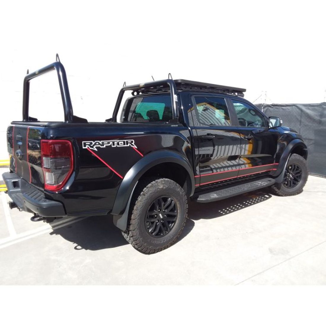 Fixed P/Coated Black Stlye Racks with welded Ears to suit Ford Raptor with EGR RollTrac