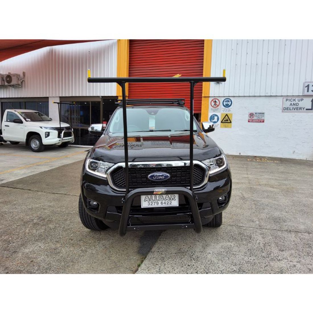 P/Coated Black Nudgbar with Black TekRack to suit 2022 Ford PX XLT Ranger