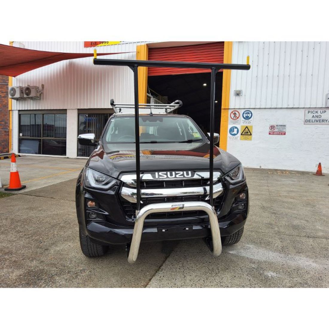 Polished Nudgebar with Black Hrack to suit 2022 Isuzu DMax compliant with front Radar