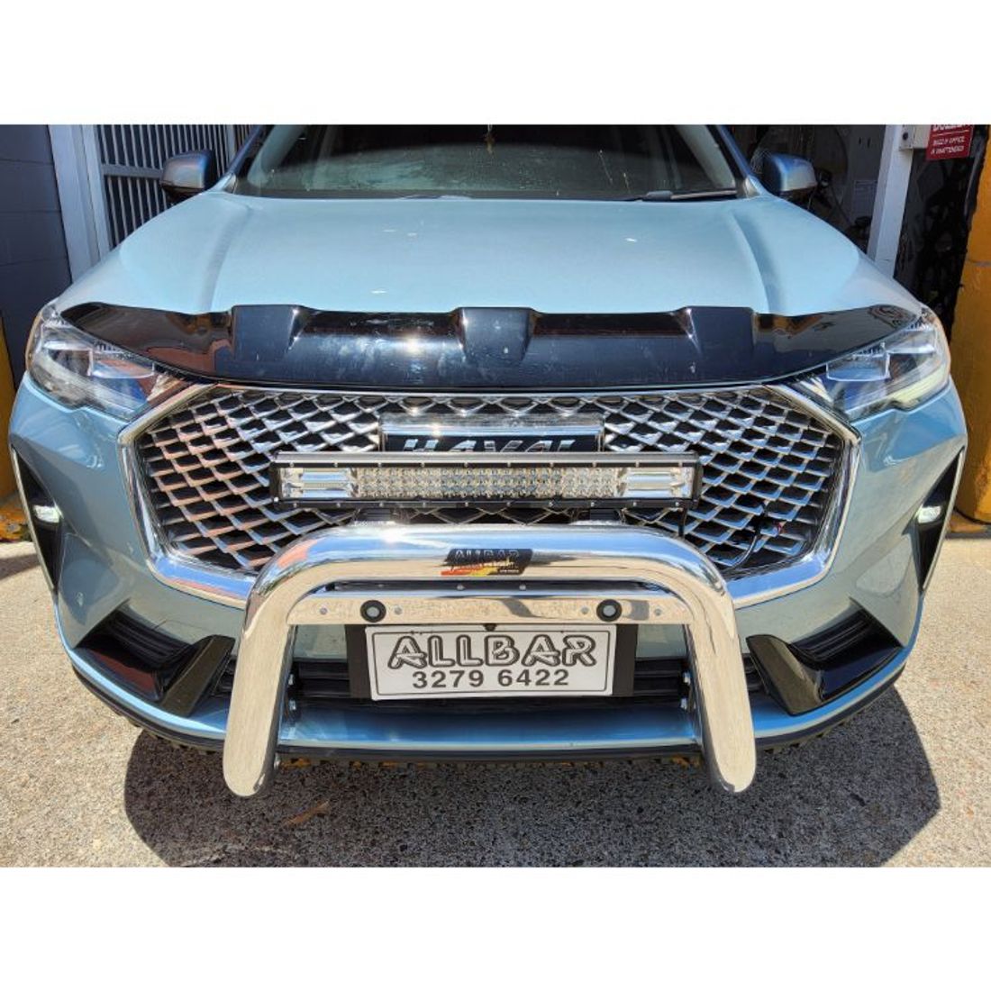 76mm Alloy Polished Nudgebar with Spot Light Tabs to suit 2022 Haval H6 (Light Bar not included)