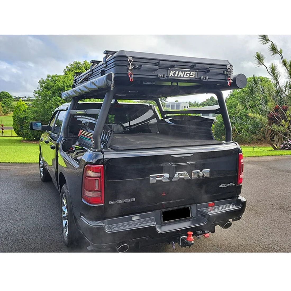 Textured Black 76mm Ladder Racks with Platform and Side Rails to suit 2023 DT Ram 1500 Laramie Sport