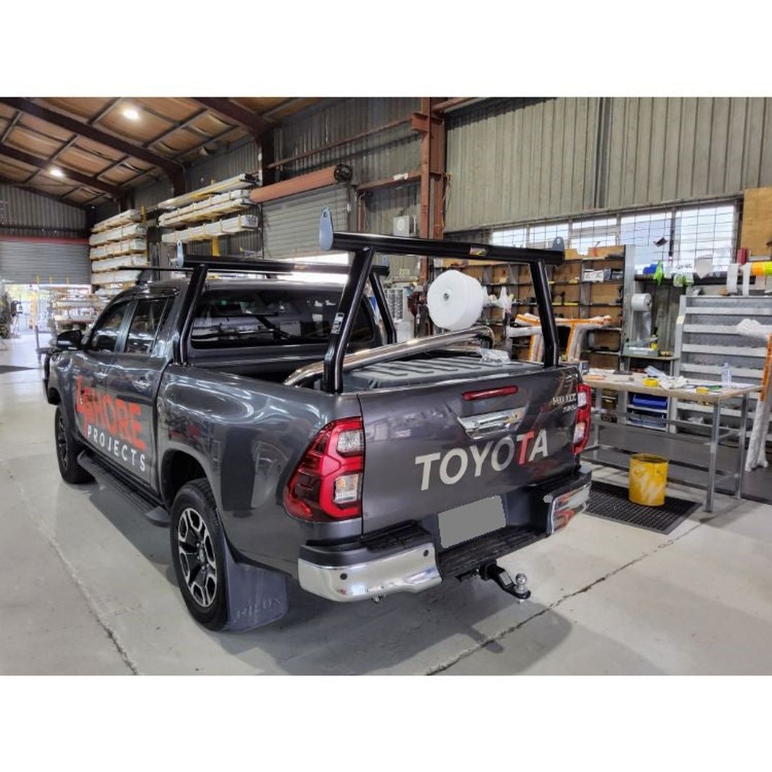 76mm Black FF/RR Trade Rack set to suit 2022 SR5 Hilux (genuine Sportsbar removed)