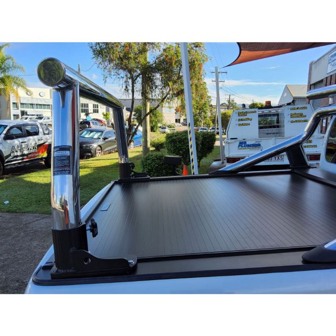 Polished 76mm Adaptor Rack set to suit 2023 SR5 Hilux with HSP Roller Shutter
