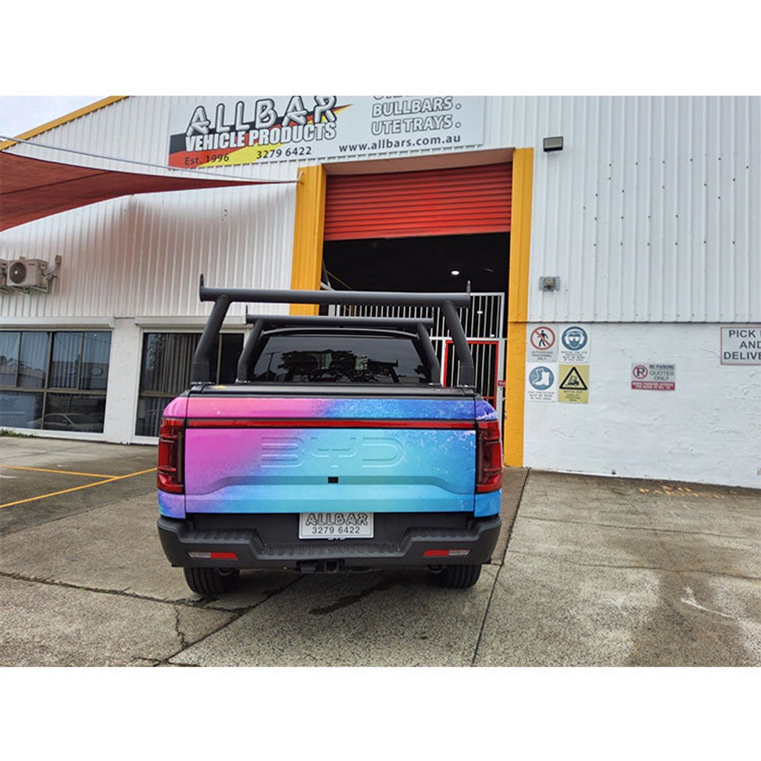 Textured Black 76mm Trade Rack set to suit BYD Shark with genuine Roller Shutter