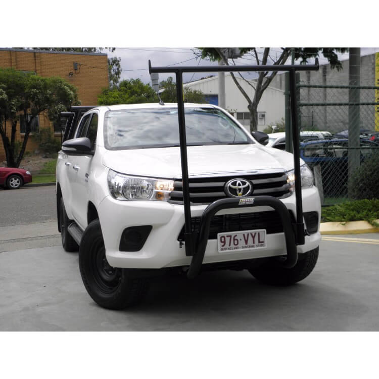 P/Coated Black Nudgebar & Hrack Set compatible with Toyota Hilux
