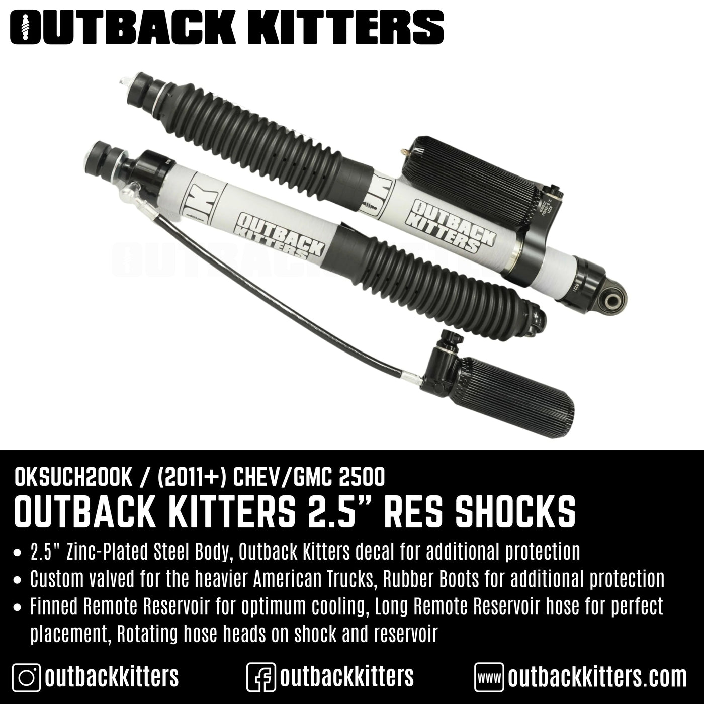 Outback Kitters Stock Height Shock Upgrade for 2011+ Chev Silverado 2500