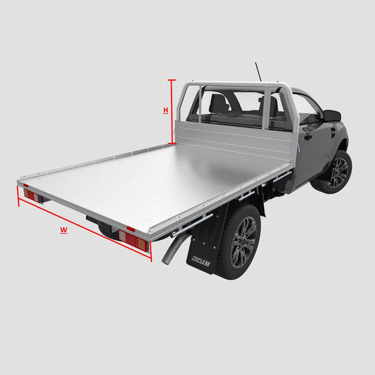 Rear Ladder Rack Round Tube (Fold Down Ears) - Aluminium Tray