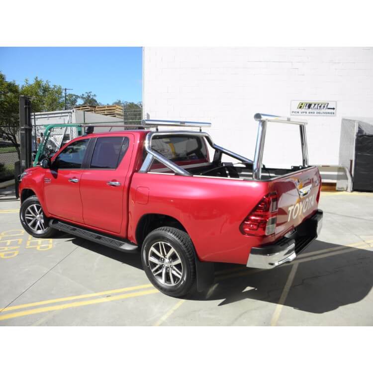 Polished Adaptor Rack Set with ends capped off compatible with SR5 Hilux