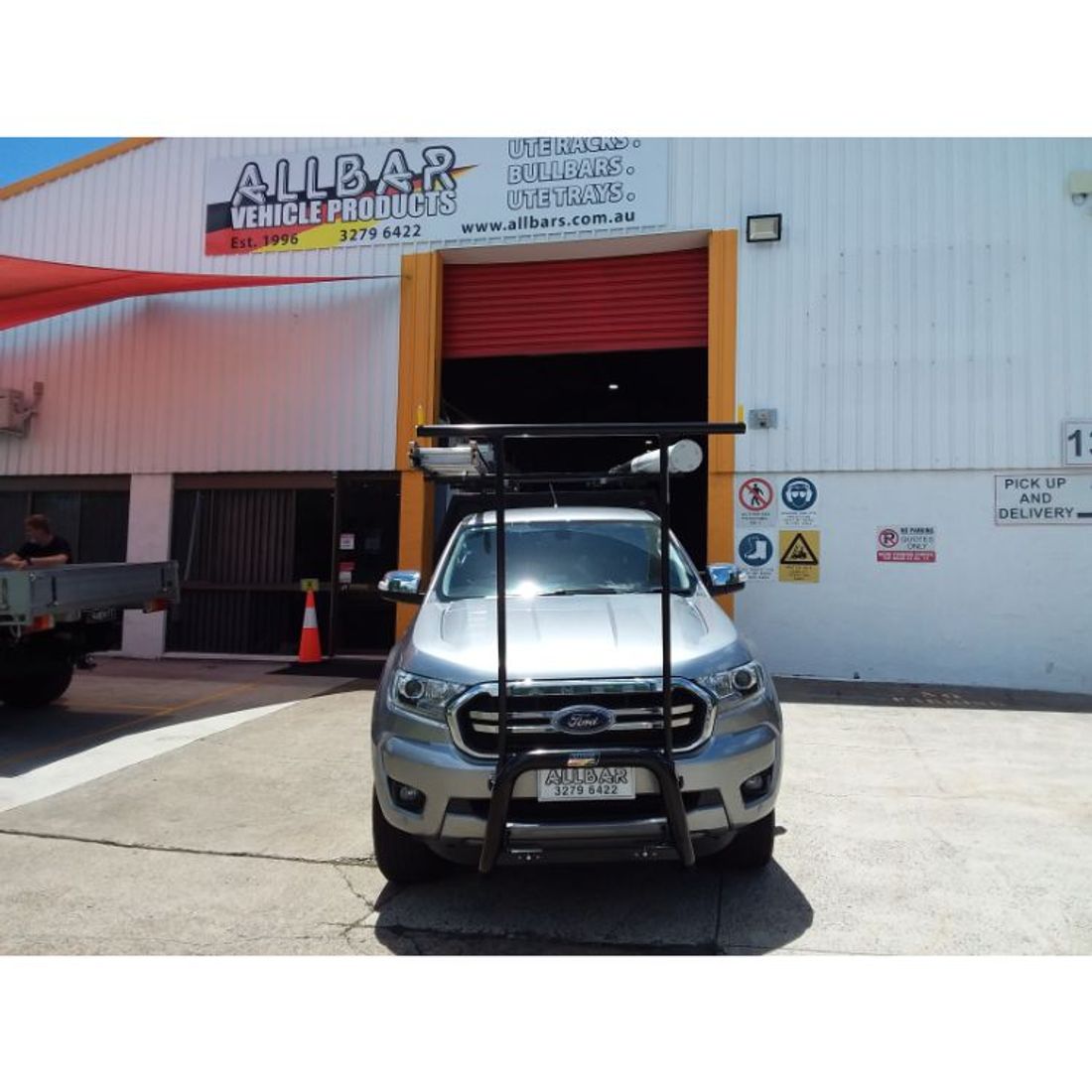 P/Coated Black Nudgbar with Black TekRack to suit 2020 Ford PX XLT Ranger