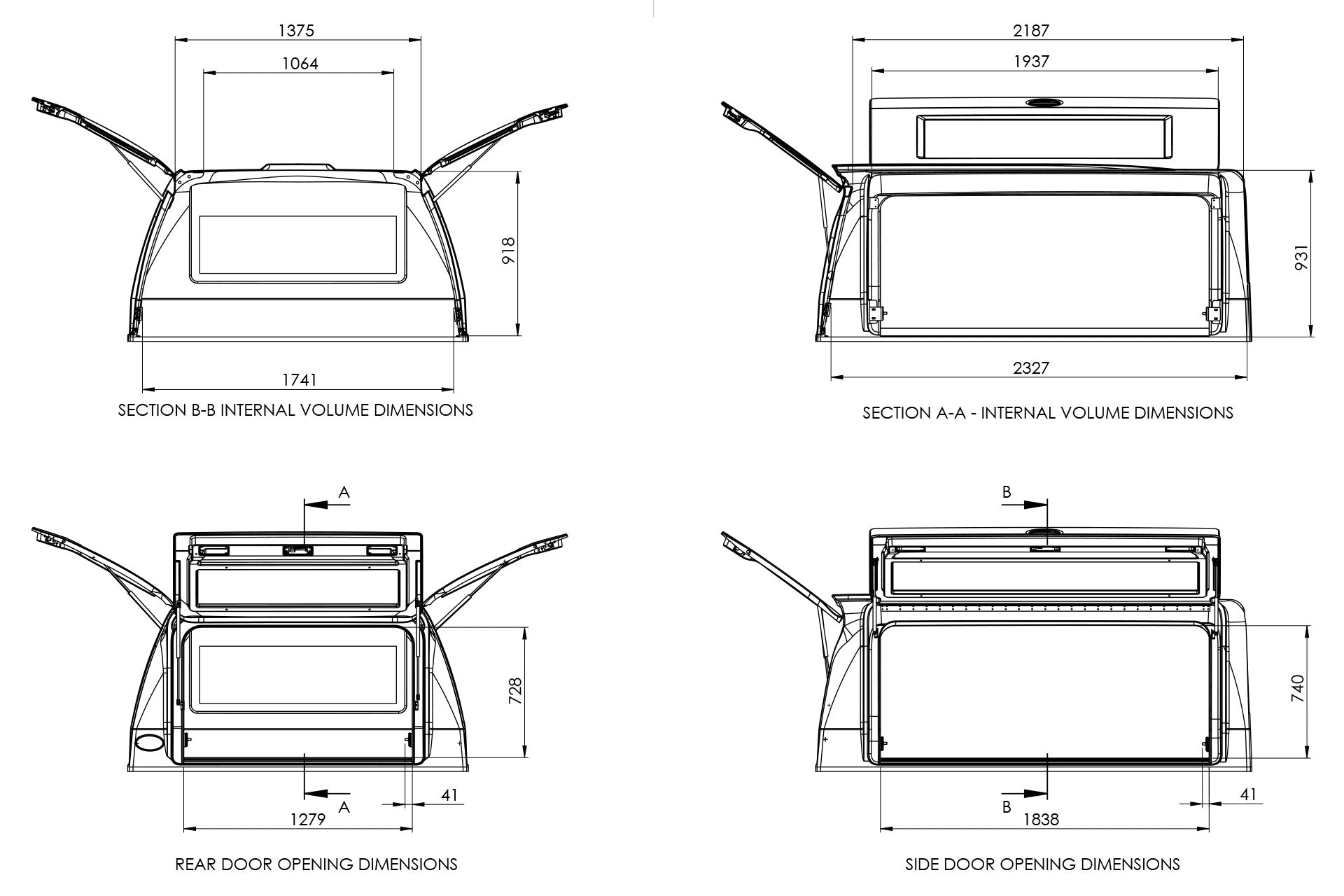 AWL IX canopy dimensions diagram
