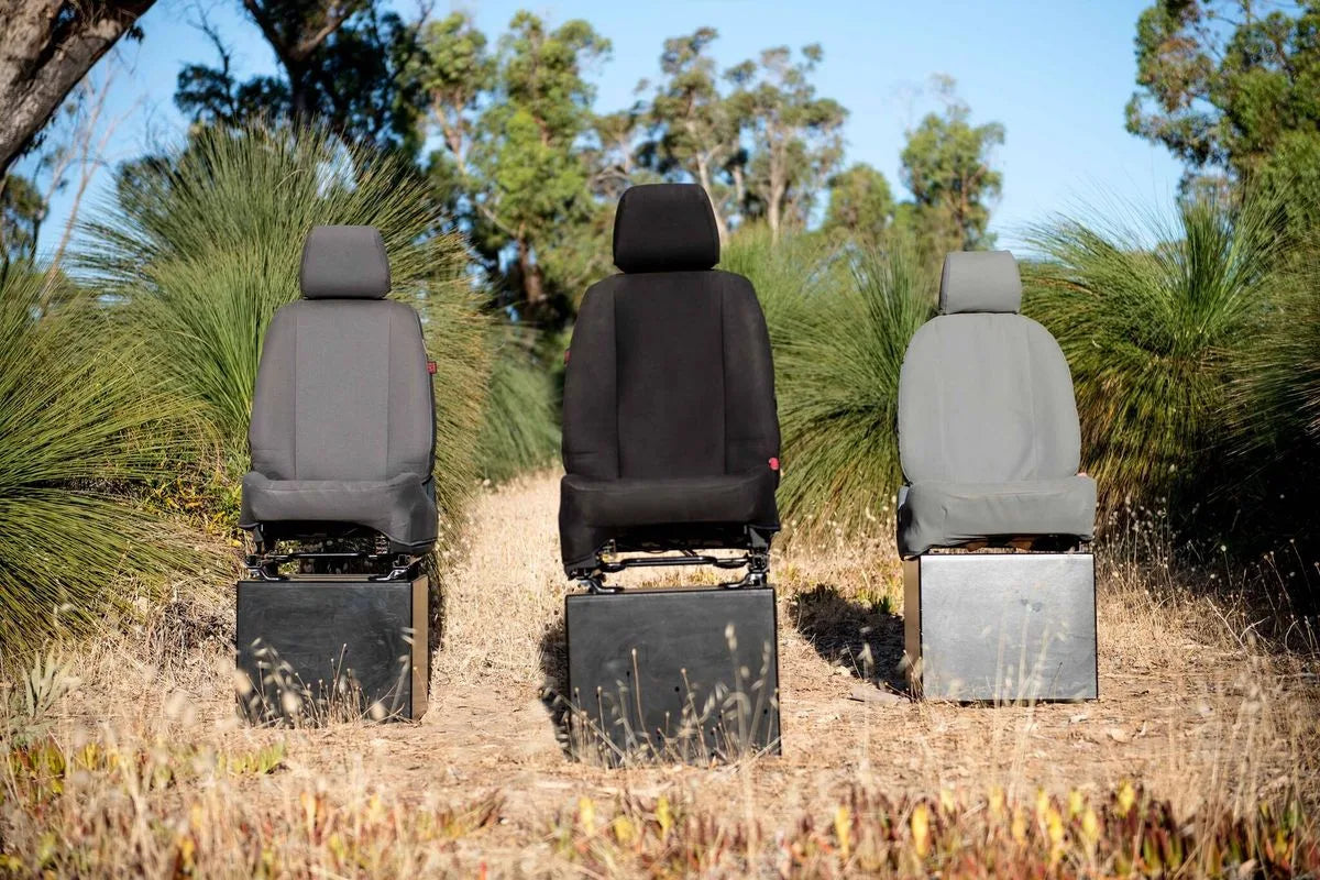 SupaFit denim seat covers displayed in three colour variations