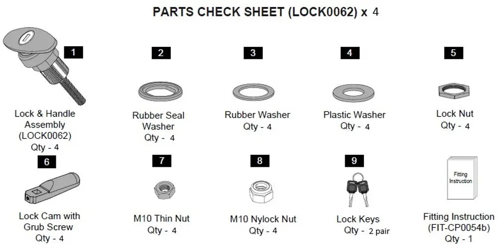 EGR Premium L/L Canopy Full Lock Kit - Non Remote  Toyota Hilux 2015-2018