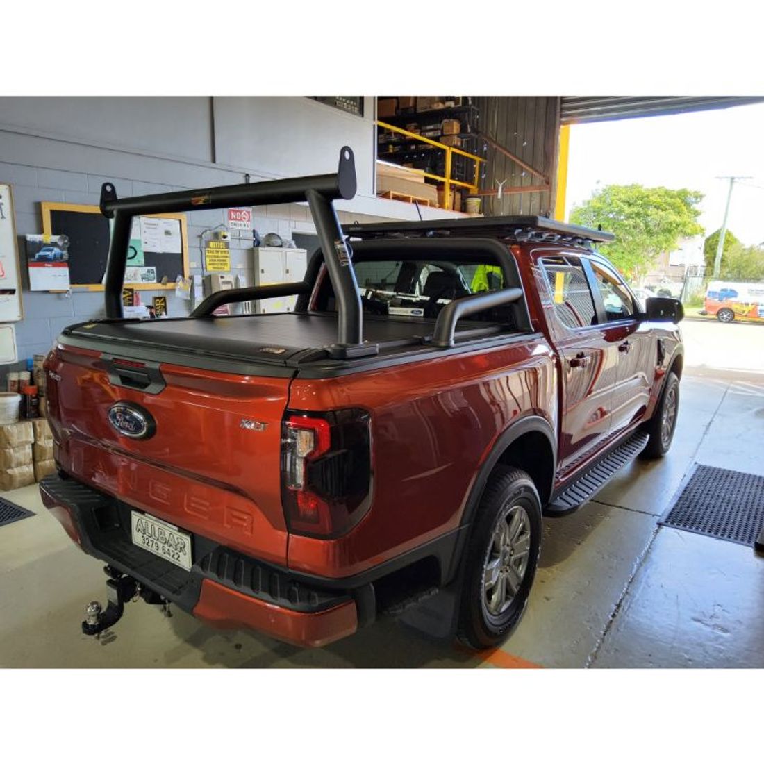 P/Coated 76mm Rear Fixed Trade Rack to suit the new Next-Gen Ford Ranger XLT with OCAM Roller Shutte