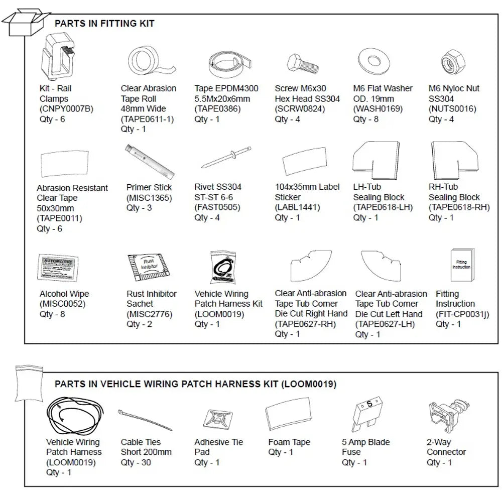 Premium Canopy Hardware Fitting Kit - VW Amarok 2010-16  Volkswagen Amarok 2010-2016