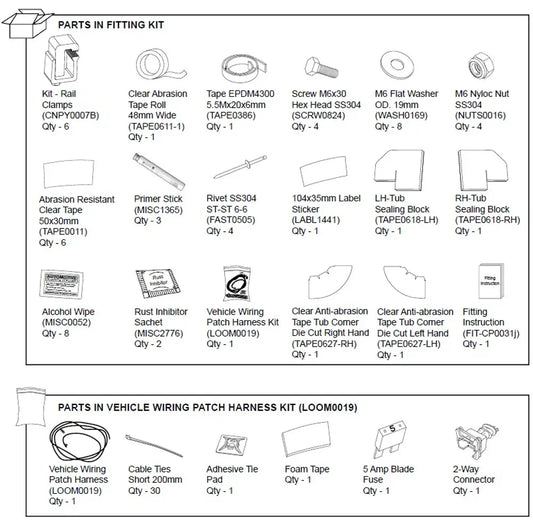 Premium Canopy Hardware Fitting Kit - VW Amarok 2010-16  Volkswagen Amarok 2010-2016