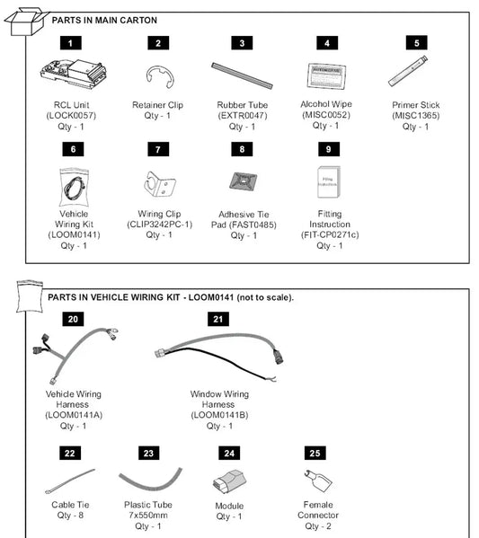 EGR Premium Canopy Rear Door Remote Central Locking Kit - Ford Ranger 2011-22  Ford Ranger PX 2011-2015