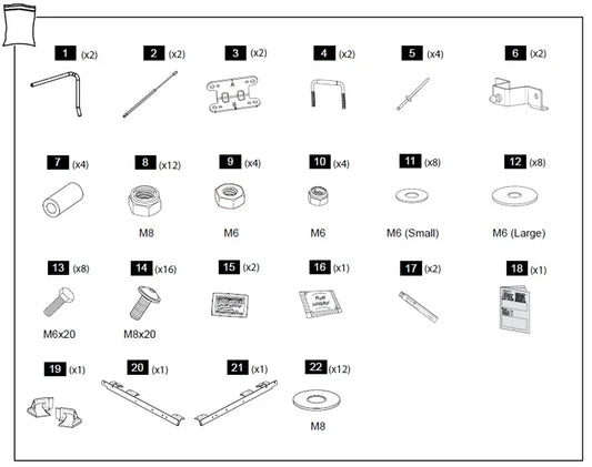 Hardware Fitting Kit inc. Gas Struts - Ford Ranger RA 1P 2022-  Ford Ranger RA Raptor 2022-Onwards