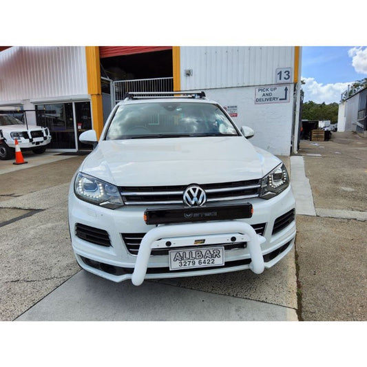 P/Coated White Nudgebar with Light Tabs & Aerial Tab to suit 2014 VW Toureg