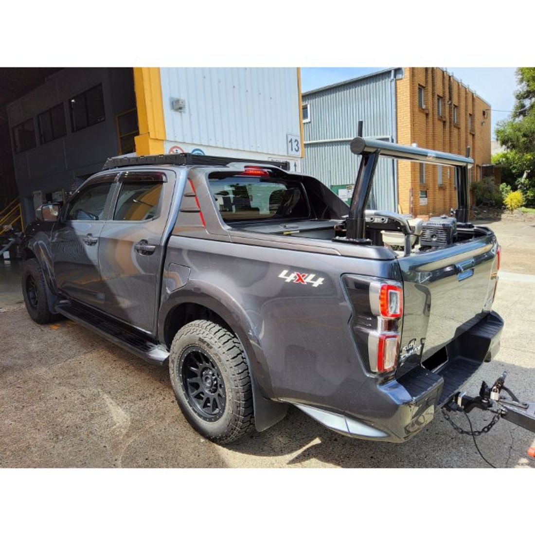 P/Coated Black 76mm Rear Removable Trade Rack to suit 2022 Isuzu DMax X-Terrain with Roller Shutter