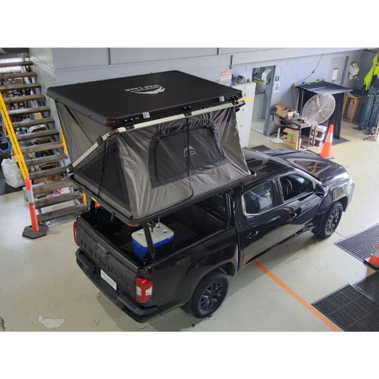Black Trade Racks with Capped ends & removable Pins to house Roof Top Tent on 2022 LDV T60 Max