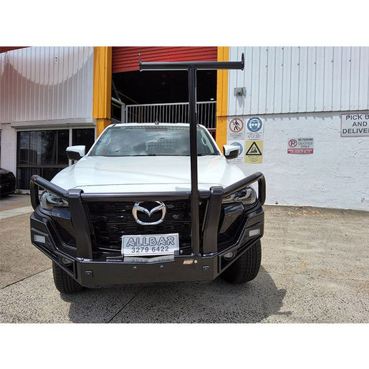Black Alloy 44mm Multi Fit T-Rack to suit genuine 2025 Mazda BT50 Bullbar