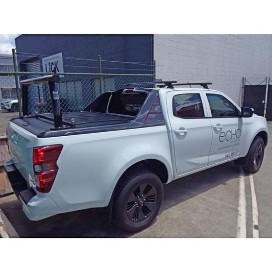 P/Coated Black 76mm Rear Fixed Trade Rack to suit 2021 Isuzu DMax X-Terrain with Roller Shutter