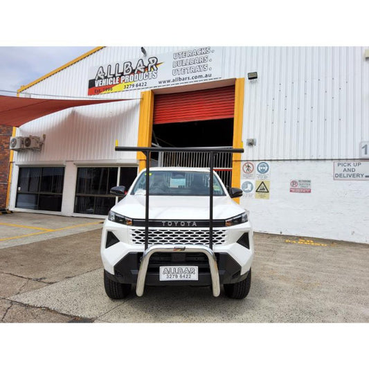 Polished Alloy 76mm Nudgebar with Black HRack set to suit 2026 Toyota Hilux S/Cab