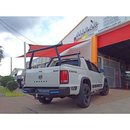 Black Trade Rack Set with Capped Ends & Removable Pins suitable with 2021 VW Amarok 580 Walkinshaw with recovery points