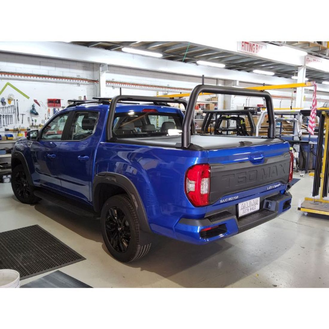 Pro Textured Black 76mm Front Fixed/Rear Fixed Style Racks with Pins to suit 2023 LDV T60 with Mountain Top Shutter