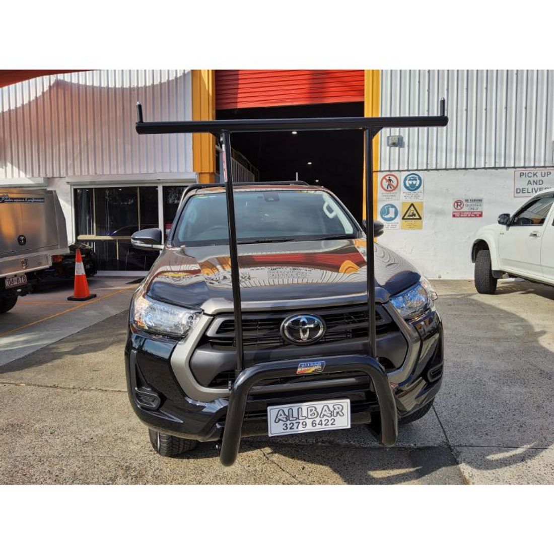 Black Nudgebar & Hrack Set compatible with 2023 Toyota Hilux SR with Safety Sense