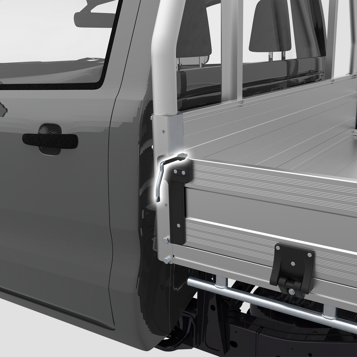 Latch Handle - Aluminium Tray Round Tube Headboard/Dropside