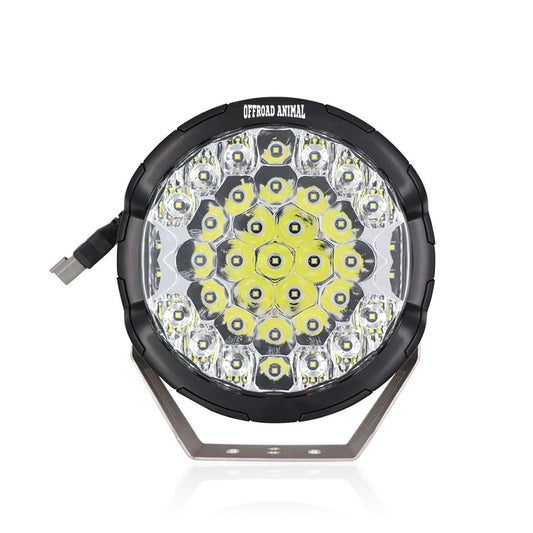 Offroad Animal Ass Kicker 9\" Round LED Driving Light/Spotlight with Side Shooter (Pair)