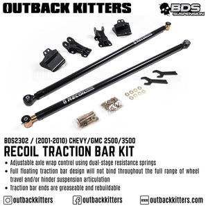 BDS Suspension 2001-2010 Chevy/GMC 2500/3500 HD Recoil Traction Bar Kit