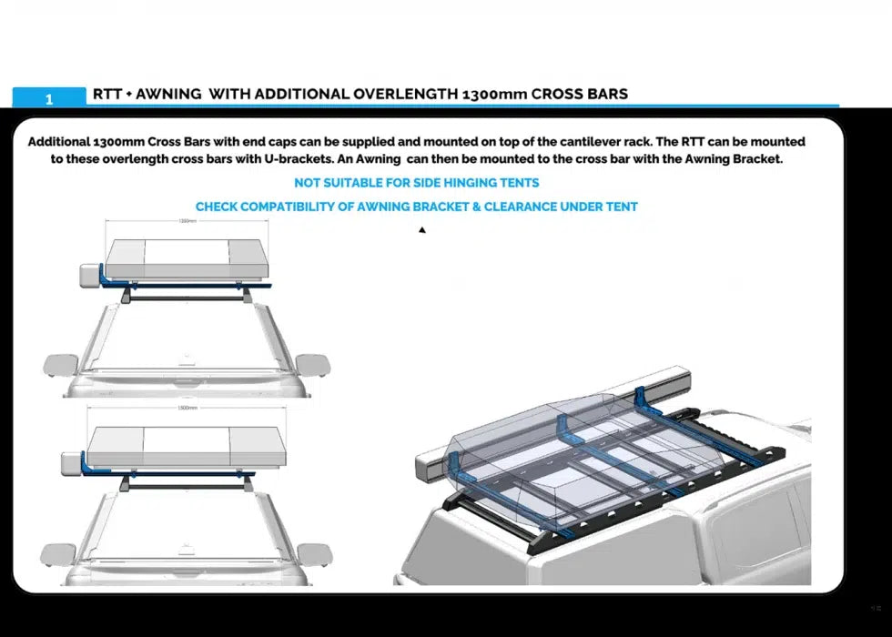 1/2 CROSS BARS TO SUIT CANTILEVER ROOF RACK (pack of 3)