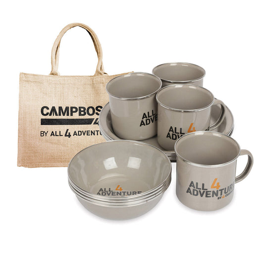 Enamel Dinner Set with Jute Bag