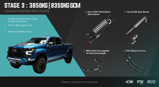 ORI Chevrolet Silverado 1500 2019 - 2026 GVM Package - Stage 3: The Ultimate Tourer (3850kg GVM + GCM up to 8350kg)