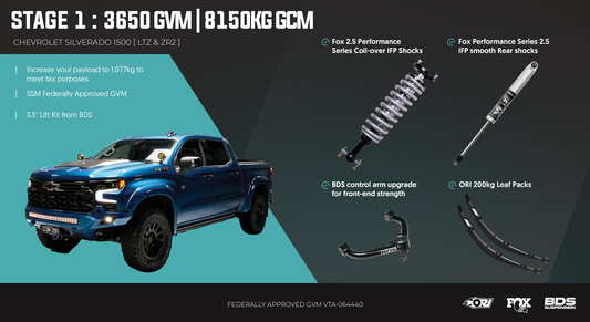 ORI Chevrolet Silverado 1500 2019 - 2026 GVM Package - Stage 1: The Weekender Family Getaway (3650kg GVM + GCM 8150kg)