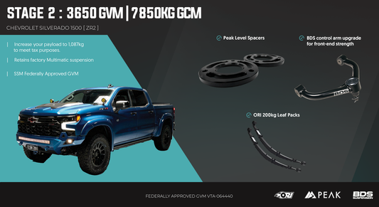 ORI Chevrolet Silverado 1500 ZR2 GVM Package - Stage 2: ZR2 Only Performance Level-Up (3650kg GVM + GCM up to 7850kg)