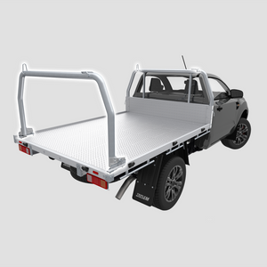 Rear Ladder Rack Round Tube (Fold Down Ears) - Steel Tray