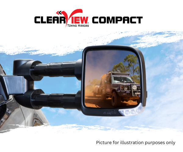 Clearview Compact towing mirrors for Nissan Patrol Y62 with fitted snorkel