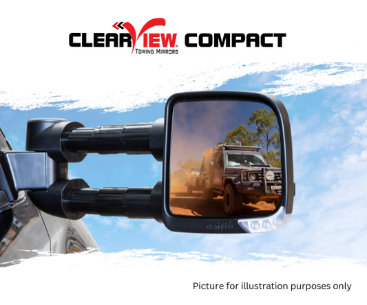 Clearview Compact towing mirrors for Nissan Patrol Y62 with fitted snorkel
