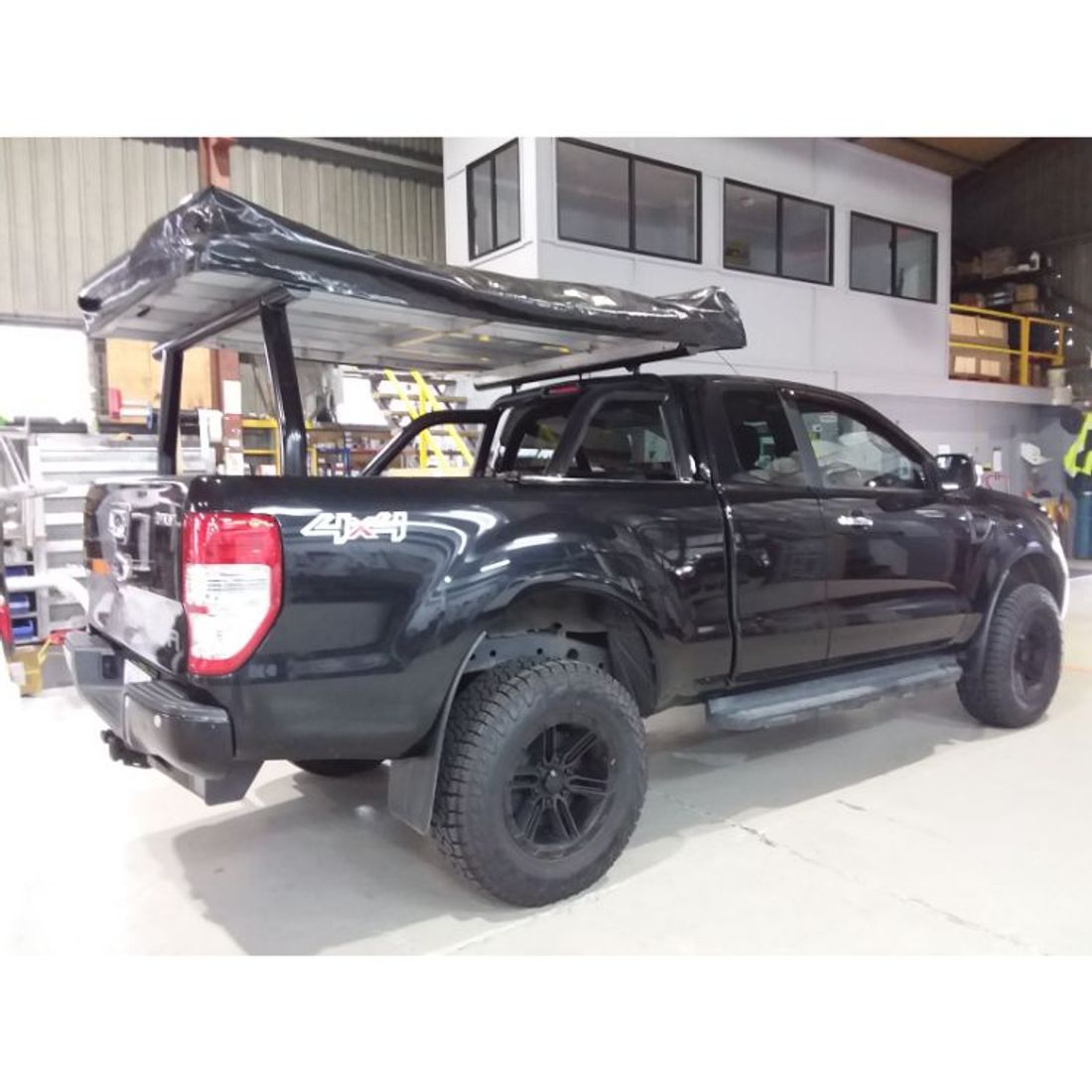Black 76mm Adaptor Rack Set to suit Ford Ranger with Roof Top Tent