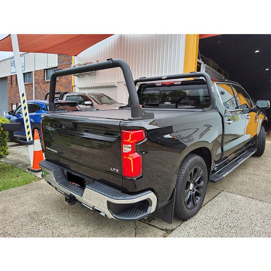 Custom Made 76mm Black Alloy Style Racks with Flip Ears to suit 2024 Chev Silverado