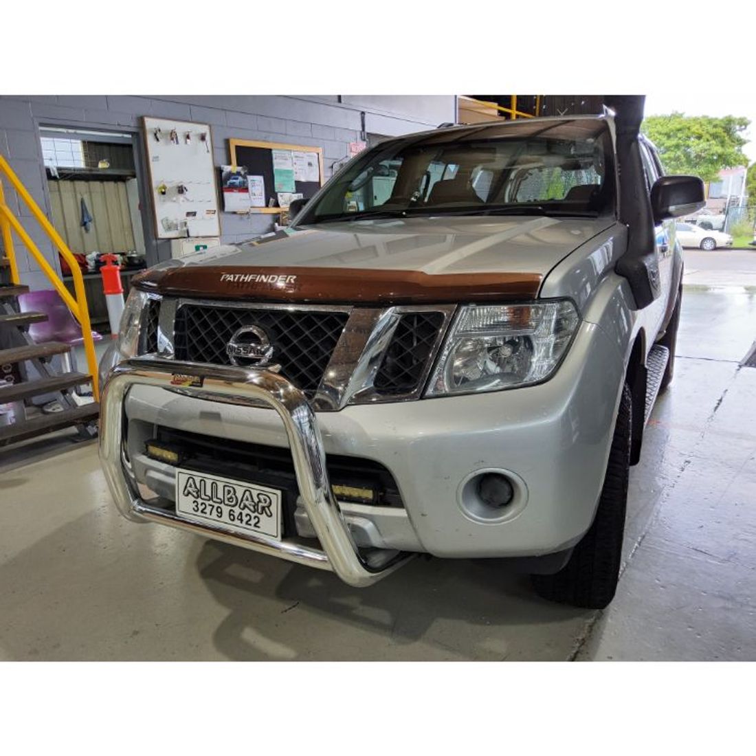 Polished 76mm Nudgebar with Spot Light Tabs to suit 2013 Nissan Pathfinder