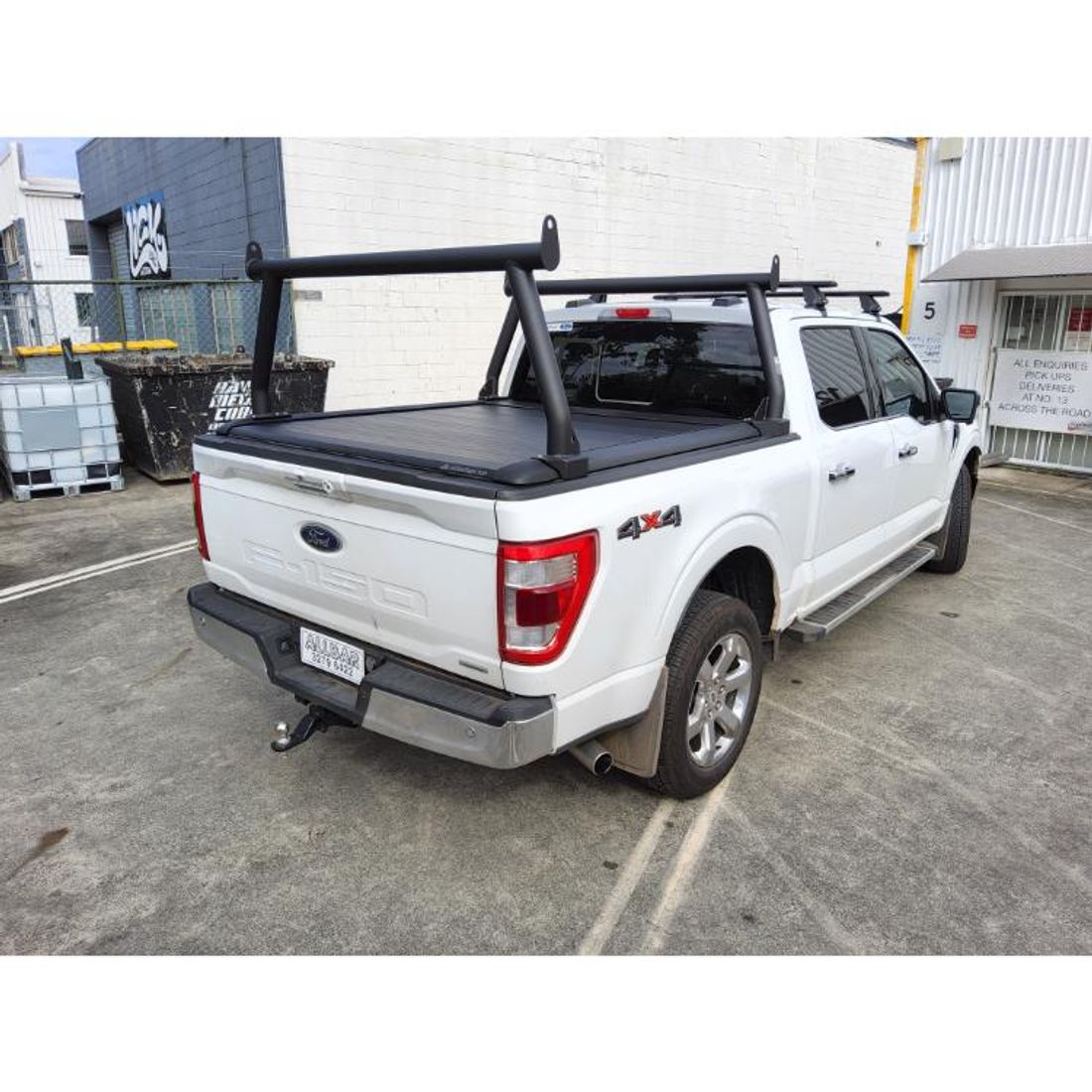 Textured Black Fixed Trade Rack set to suit F150 Lariate with Mountain Top Shutter