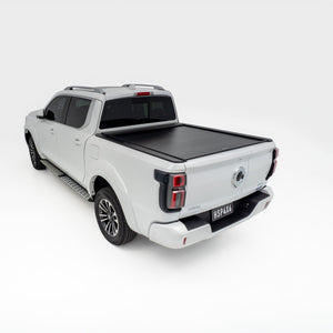 Cannon Alpha ute equipped with roller shutter, offering secure and weather-resistant tub coverage for trade and touring needs.