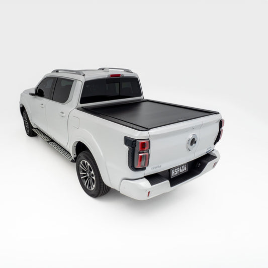 Cannon Alpha ute equipped with roller shutter, offering secure and weather-resistant tub coverage for trade and touring needs.