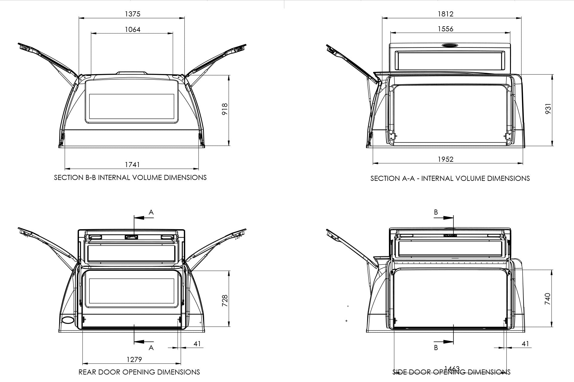 AWL IX canopy dimensions diagram